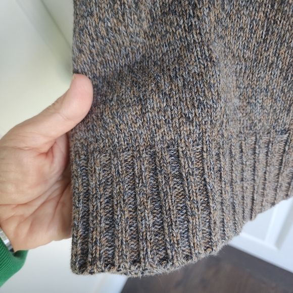 Vintage Cotton Ginny Heathered Brown Knit Cable Knit V-neck Sweater Sz Large - Picture 6 of 8